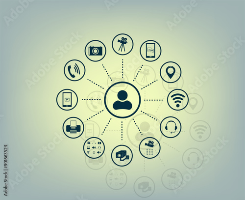 Vector icon with shadow on gray background with gradient.