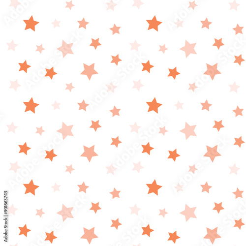 Orange stars confetti pattern seamless. Vector Illustration for decoration, wallpaper, wrapping paper, backdrop etc