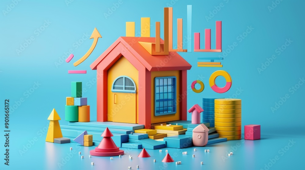 Abstract 3D vector real estate concept illustration
