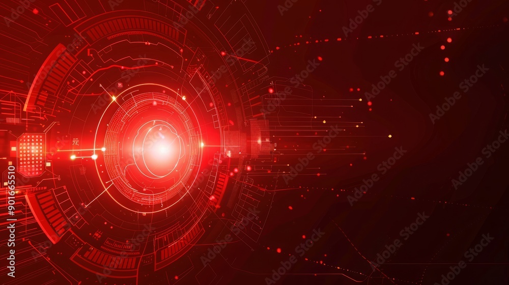 Abstract digital security system with glowing light effect and red background Abstract digital security system with glowing light effect and red background