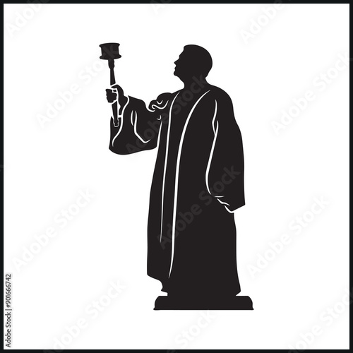 Judge with Gavel Silhouette clipart on white background 