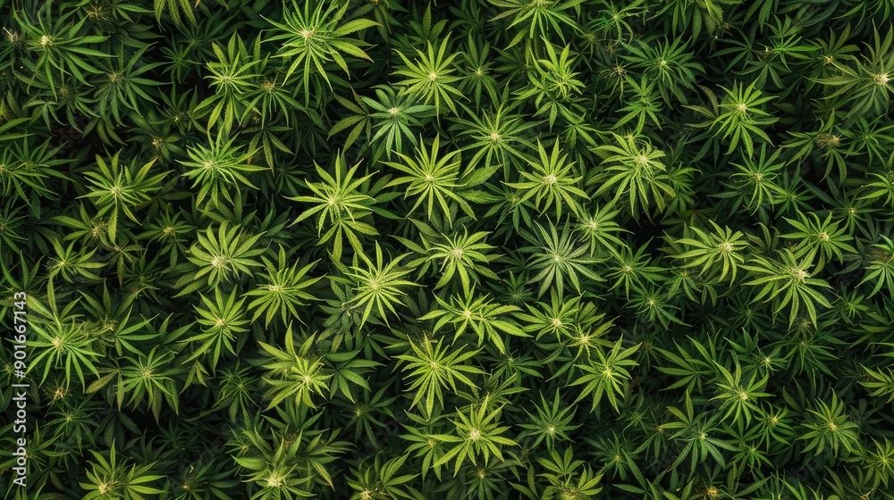 Legal Harvest of Marijuana Buds Seen from Above Legal Harvest of Marijuana Buds Seen from Above
