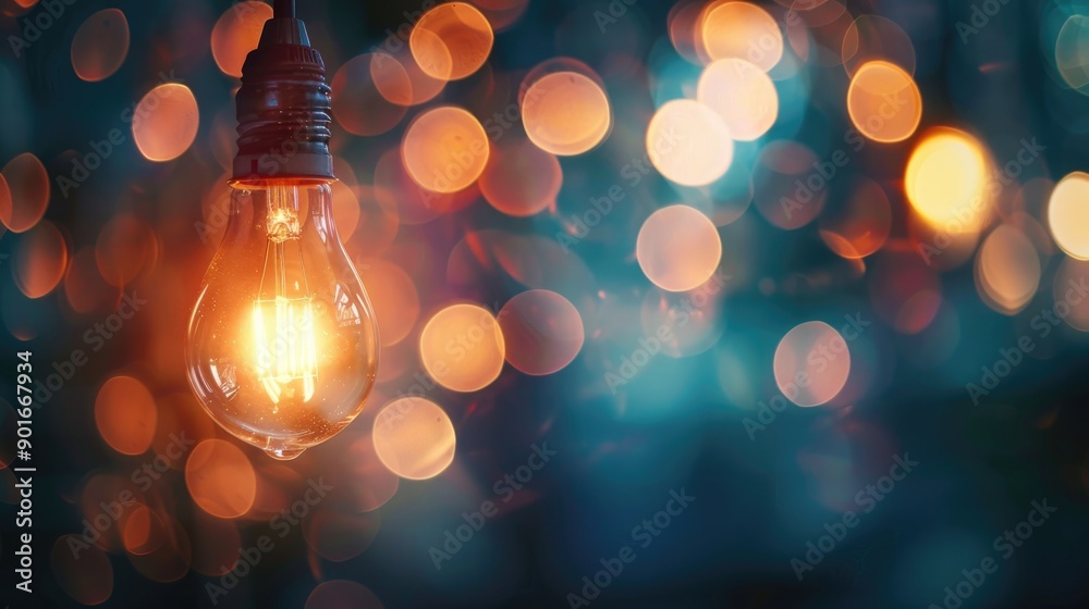 Light bulb bokeh background with blurred effect