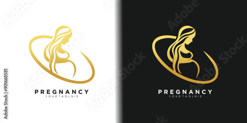 Pregnancy logo design vector icon with creative idea template