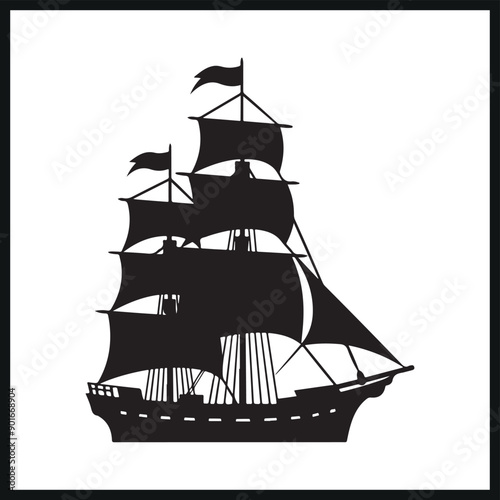 Ship vector silhouette icon 