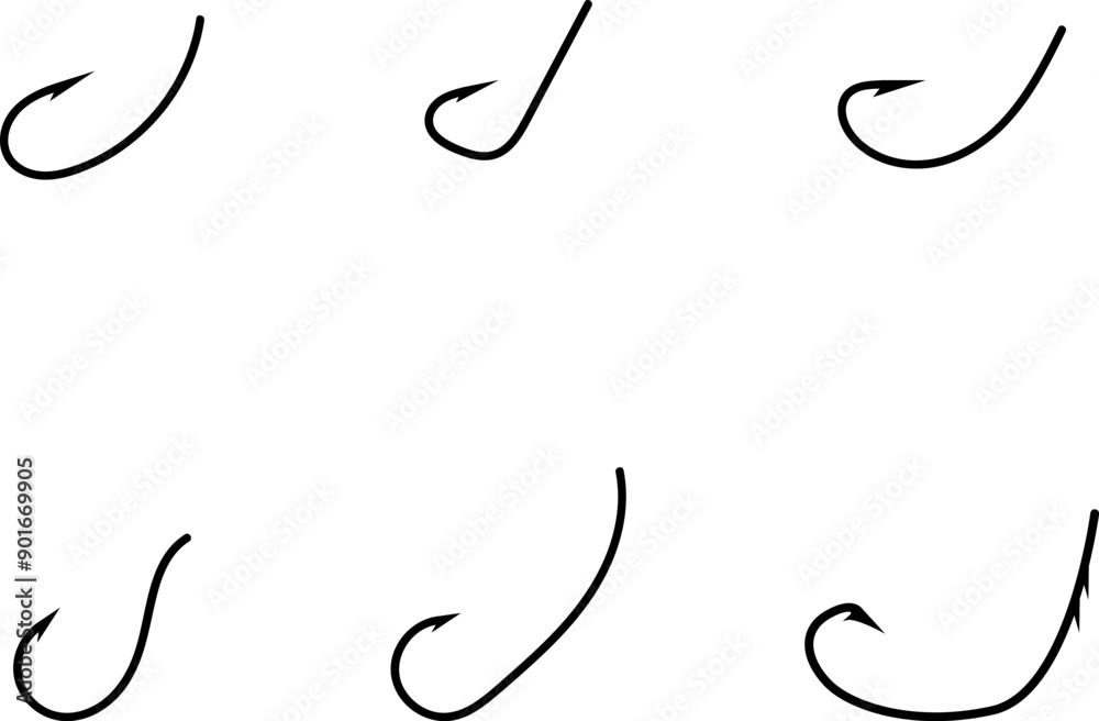 Fish hook icons or logo vector set. Fish hook icons or logo vector set.