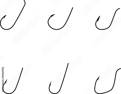 Fish hook icons or logo vector set.