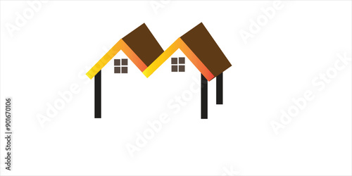 Collection set mockup roof with tile pattern isolated on white background with clipping path