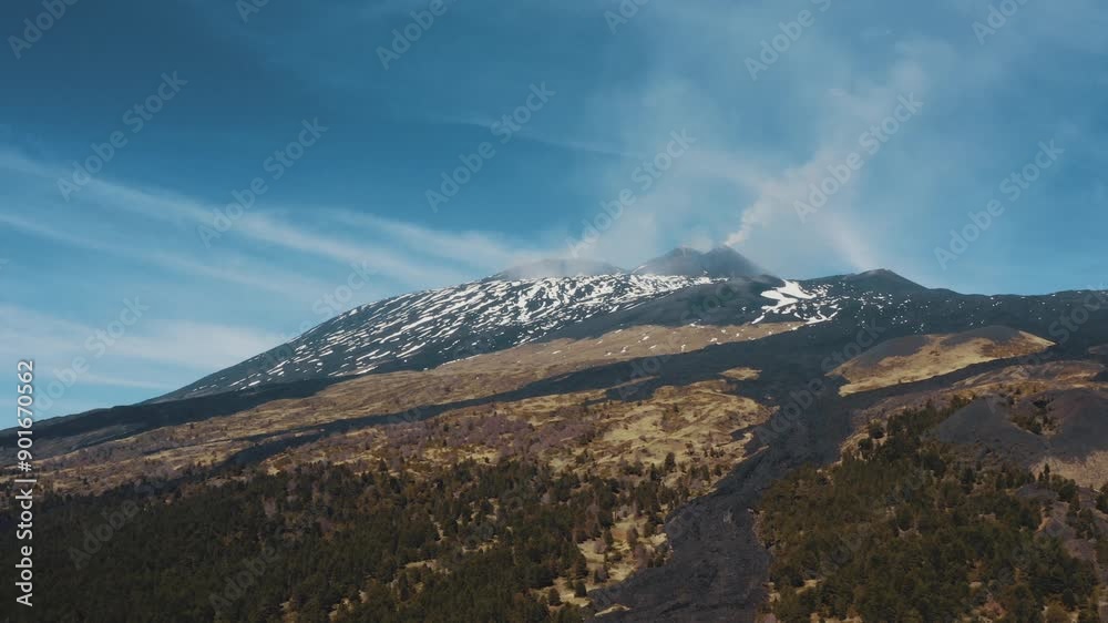 Aerial, Etna Volcano Producing Smoke Rings, Sicily Aerial, Etna Volcano Producing Smoke Rings, Sicily