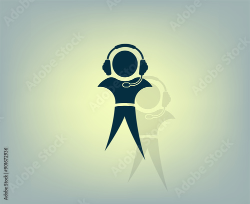 Vector icon with shadow on gray background with gradient.