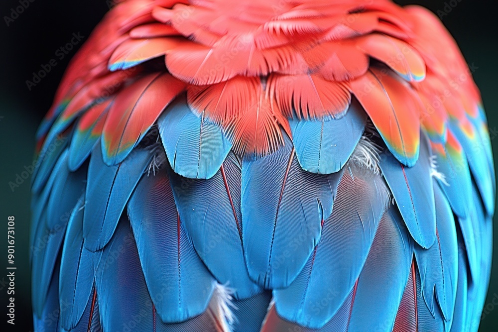 Obraz premium A macaw's feathers, showcasing the intricate pattern and vibrant colors