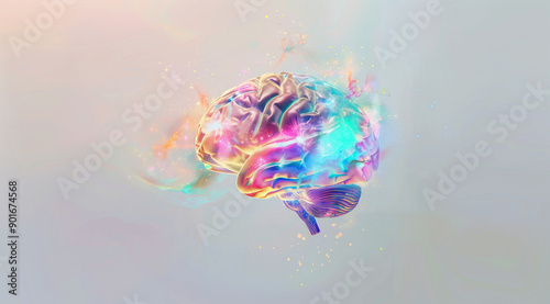 Cerveau Coloré Énergisé avec Particules Vibrantes