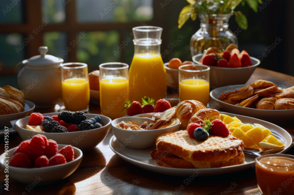 Hearty Breakfast Spread with Fresh Ingredients Hearty Breakfast Spread with Fresh Ingredients