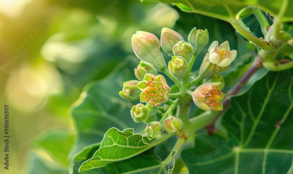 Fig tree blossoms and young figs, close-up Fig tree blossoms and young figs, close-up