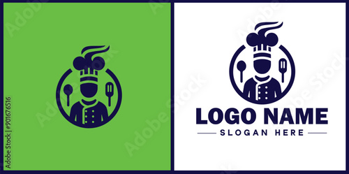 Cooking school icon Culinary academy Cooking institute Culinary school flat logo sign symbol editable vector