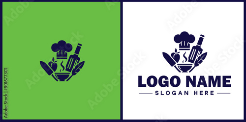Cooking school icon Culinary academy Cooking institute Culinary school flat logo sign symbol editable vector