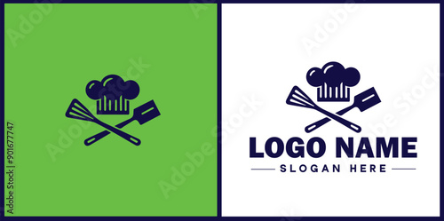Cooking school icon Culinary academy Cooking institute Culinary school flat logo sign symbol editable vector