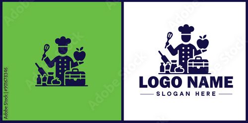 Cooking school icon Culinary academy Cooking institute Culinary school flat logo sign symbol editable vector