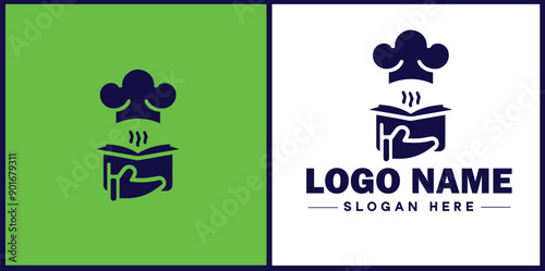Cooking school icon Culinary academy Cooking institute Culinary school flat logo sign symbol editable vector