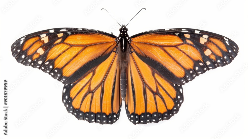 Fototapeta premium A large orange butterfly with black spots on its wings