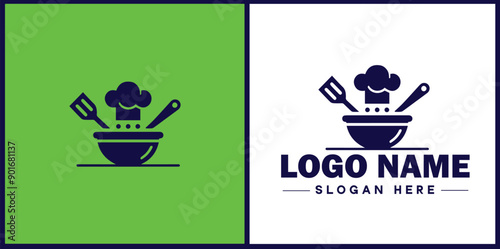 Cooking school icon Culinary academy Cooking institute Culinary school flat logo sign symbol editable vector