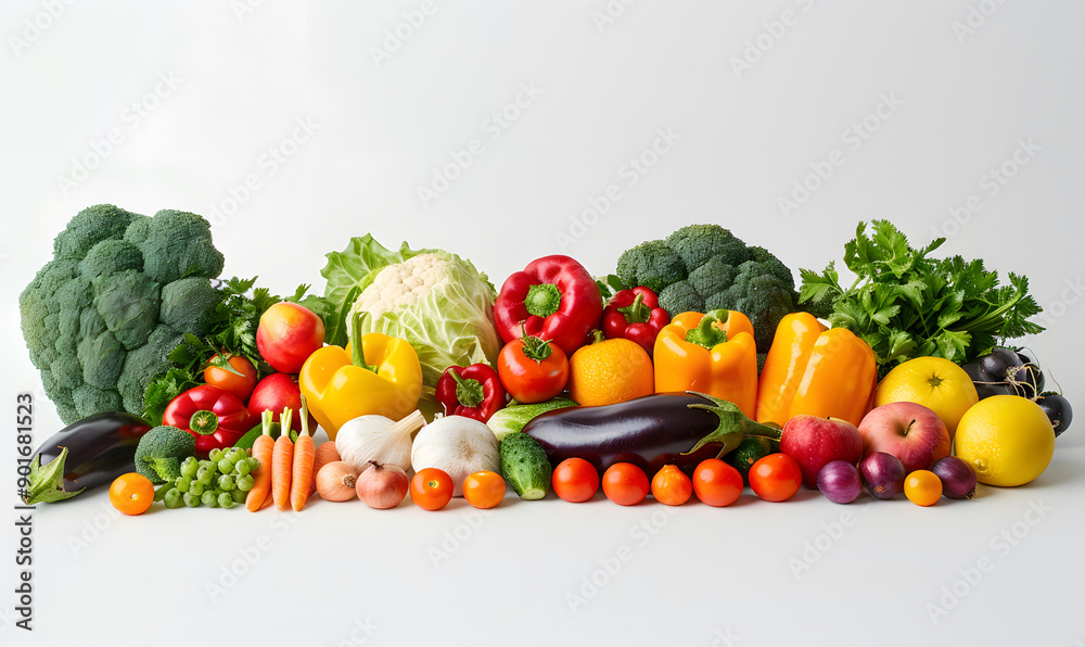 vegetable and fruits photo or illustrator on white background
