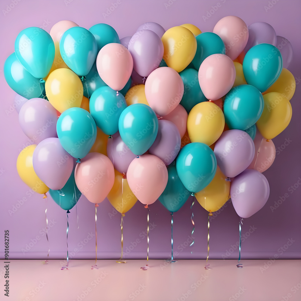 Bunch of colorful balloons on pastel background. Bunch of colorful balloons on pastel background.