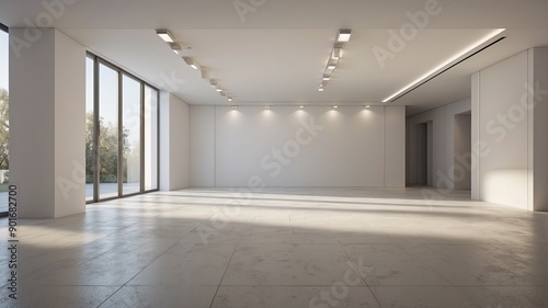 Modern showcases empty apartment interior with white walls  © Leon