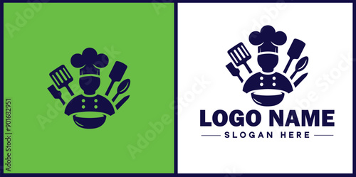 Cooking school icon Culinary academy Cooking institute Culinary school flat logo sign symbol editable vector