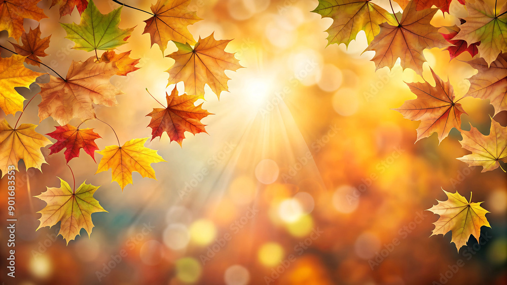 The bright sun is shining beautifully through the autumn leaves The bright sun is shining beautifully through the autumn leaves