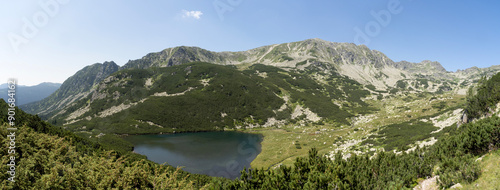 Panoramic view of Lia lake in National Park Retezat, Romania.  photo