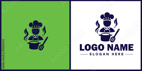 Cooking school icon Culinary academy Cooking institute Culinary school flat logo sign symbol editable vector