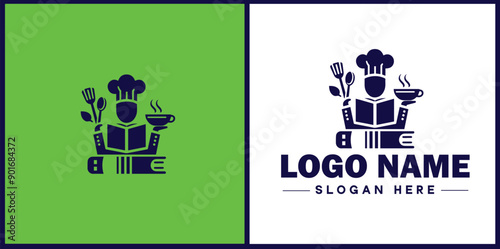Cooking school icon Culinary academy Cooking institute Culinary school flat logo sign symbol editable vector