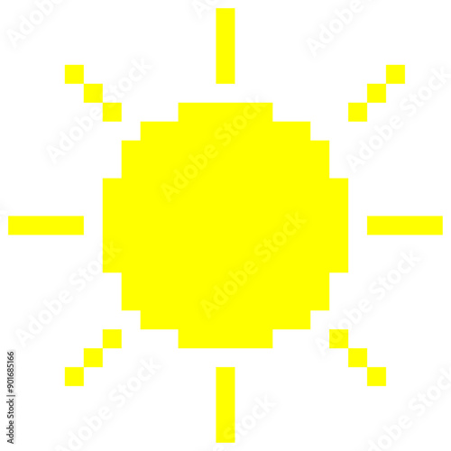 かわいい晴れの日の太陽のドット絵アイコン