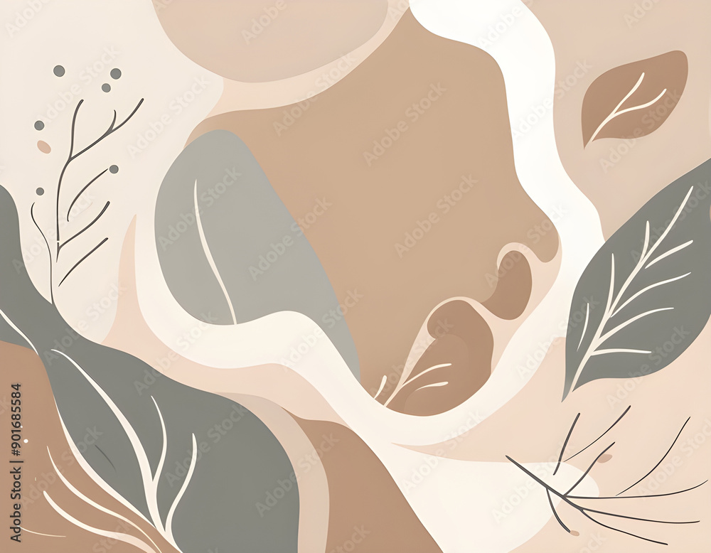 Naklejka premium Minimal abstract background vector illustration. Earth tone pastel color organic shape, brush pattern