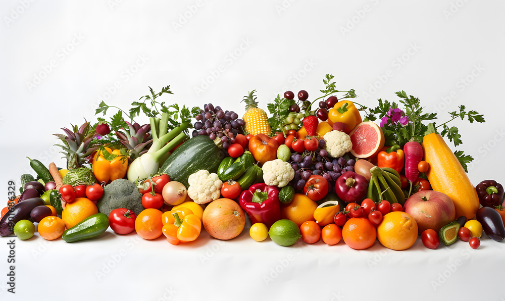 vegetable and fruits photo or illustrator on white background