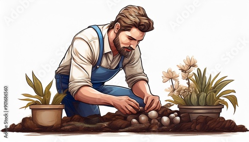 Garden Worker Vector Garten Arbeiter Vektor datei photo