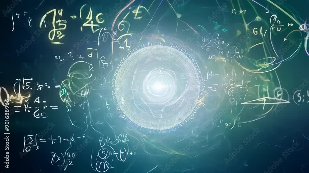 background scientific mathematical with formulas and signs. Concept: algebra and calculations, data calculation and analytics