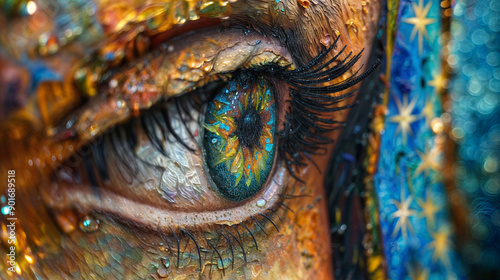  Divine Detail: Virgin of Guadalupe's Starry eye closeup mandala gaze