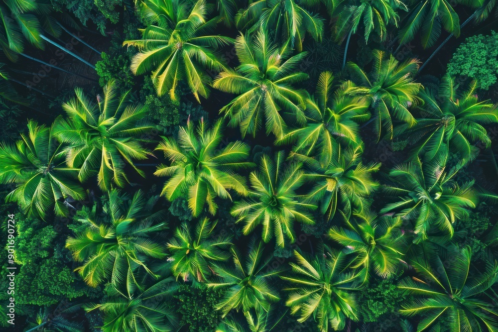 top view drone view of many palm trees forest background, summer top view drone view of many palm trees forest background, summer