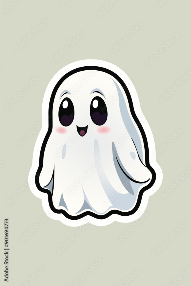 Cute cartoon friendly ghost sticker Cute cartoon friendly ghost sticker