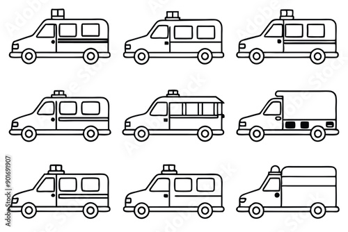 Ambulance line art illustration Stylish Icons