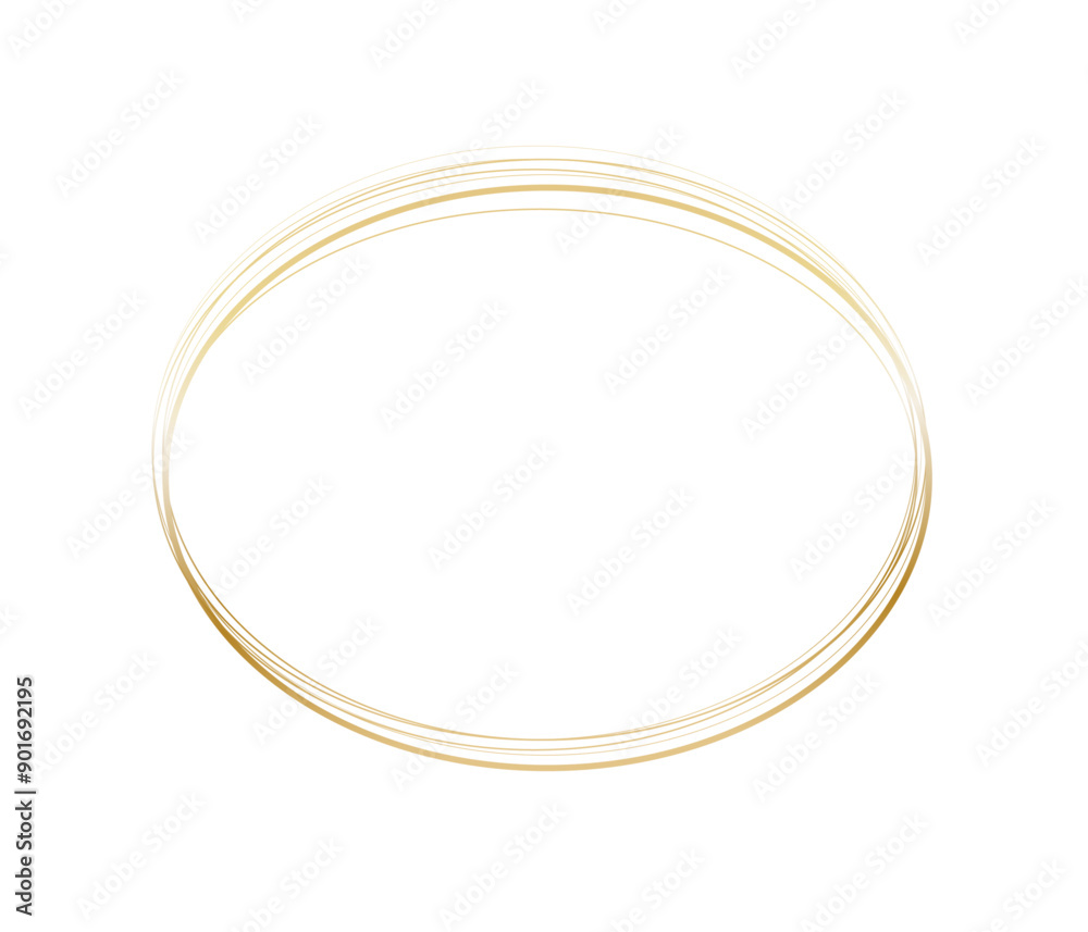 Realistic golden frame, oval frame with gold Realistic golden frame, oval frame with gold