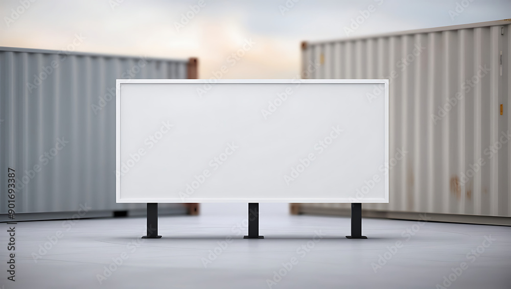 Obraz premium empty white bill board on container advertisement concept background