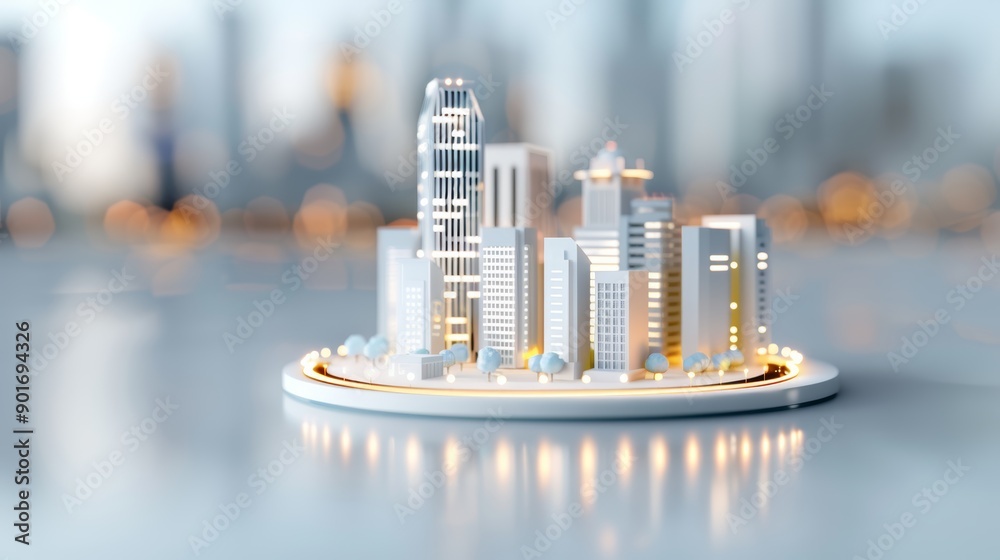 A futuristic urban planning model showcasing smart, sustainable city designs, with copy space, high-resolution photo, hyper realistic A futuristic urban planning model showcasing smart, sustainable city designs, with copy space, high-resolution photo, hyper realistic