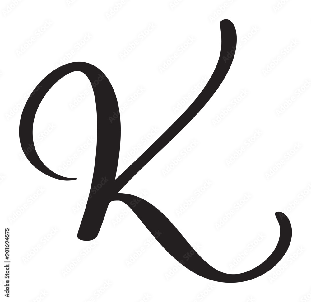 Vector calligraphy hand drawn letter K drop cap. Script font logo icon. Handwritten brush style Vector calligraphy hand drawn letter K drop cap. Script font logo icon. Handwritten brush style