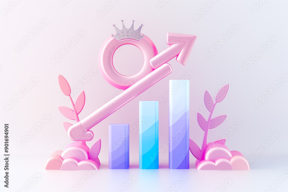 Obraz premium Stylish Growth and Gender Representation in Business Illustration A Visual Exploration of Trends and Impact in the Corporate World