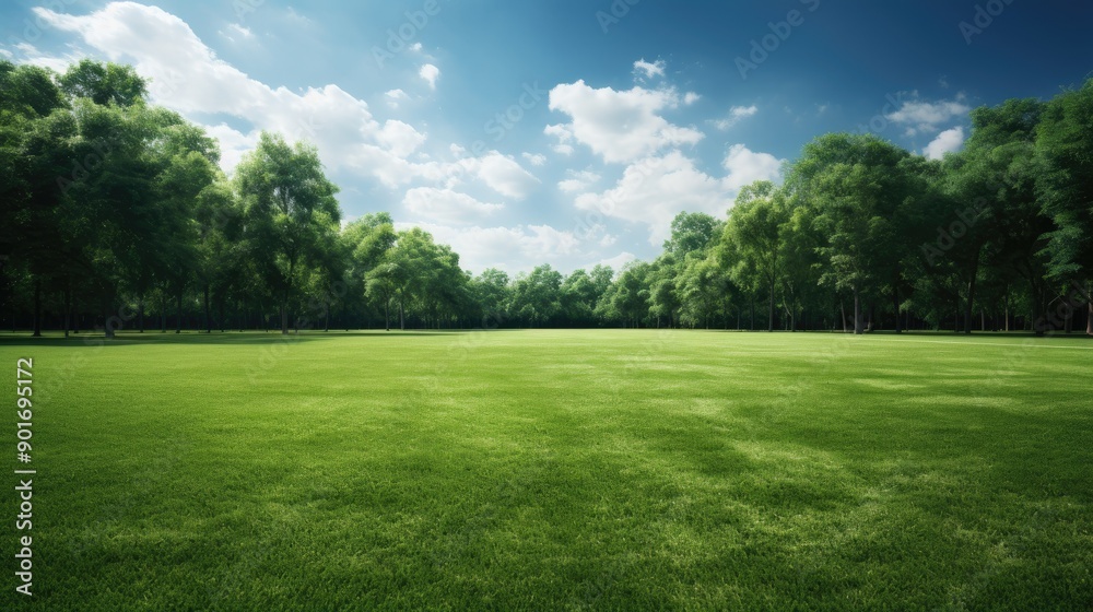 A pristine soccer field with goal posts and lush green grass A pristine soccer field with goal posts and lush green grass