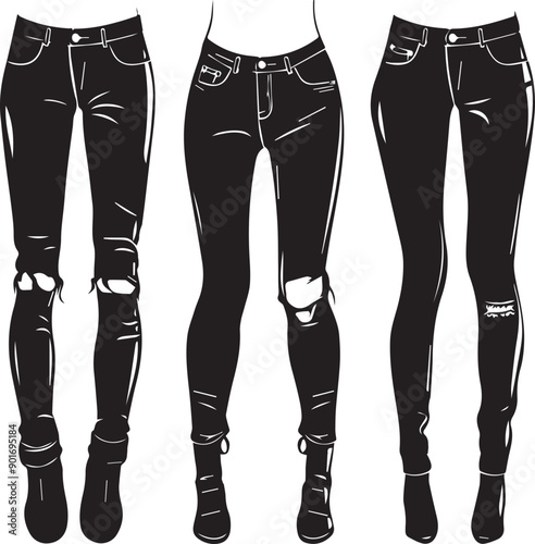 Female Jeans Abstract Silhouette Vector Graphics Pack