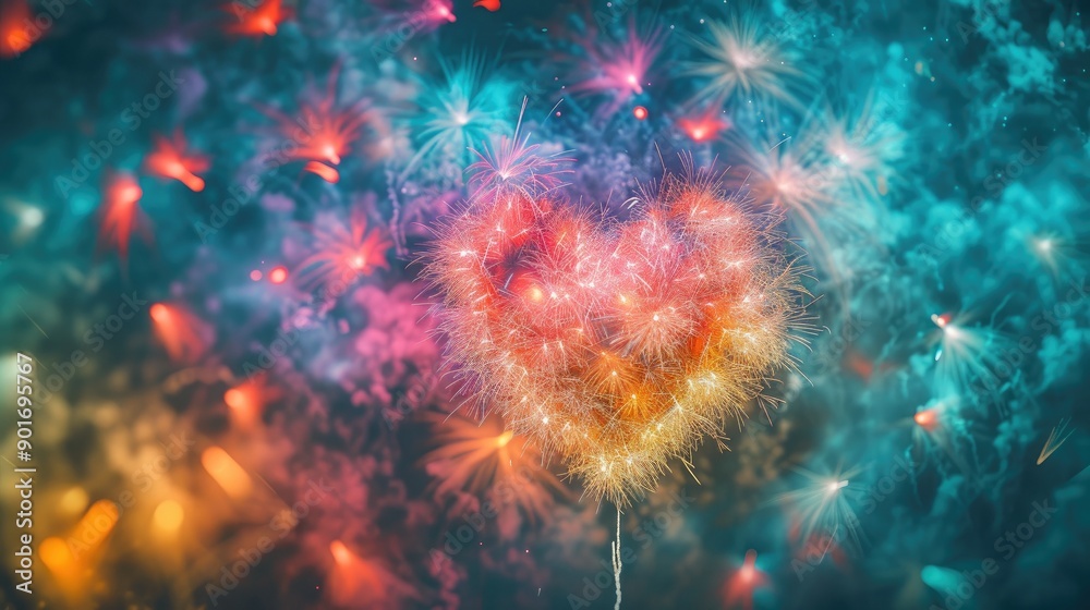 Fototapeta premium Brilliant Fireworks in Multicolored Display